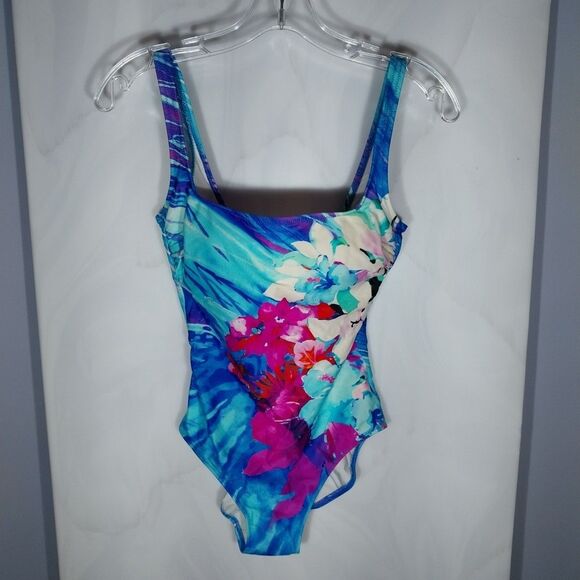 Gottex Women’s One Piece Swimsuit Sz 8 Colorful Floral Padded Bathing Suit Boho - Picture 1 of 9